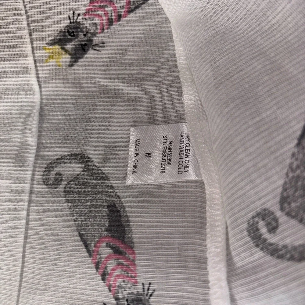 Tulip B Tank Top Womens‎ Medium White Cat Queen Princess Print Cotton Button Up